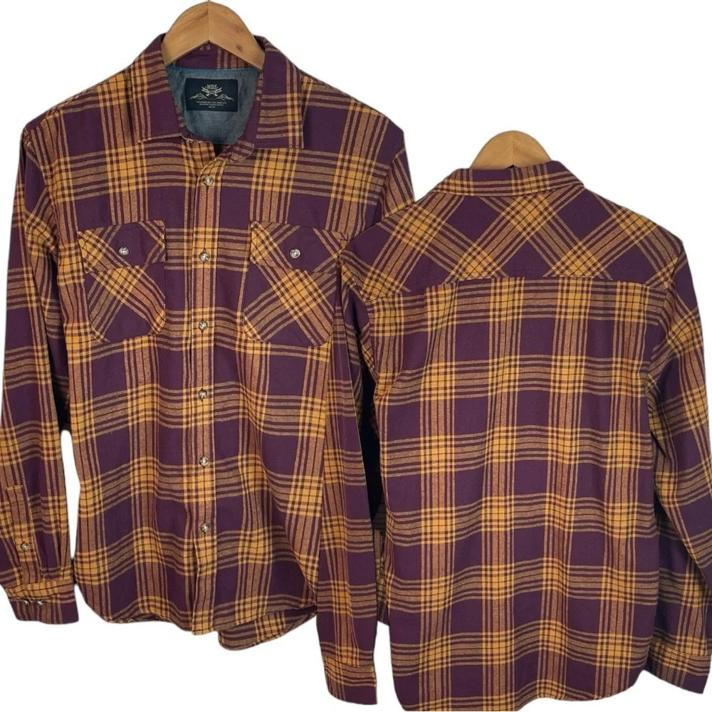 BF1371 Mens MBX Trendy Plaid Flannel Outdoor Button Down Shirt M